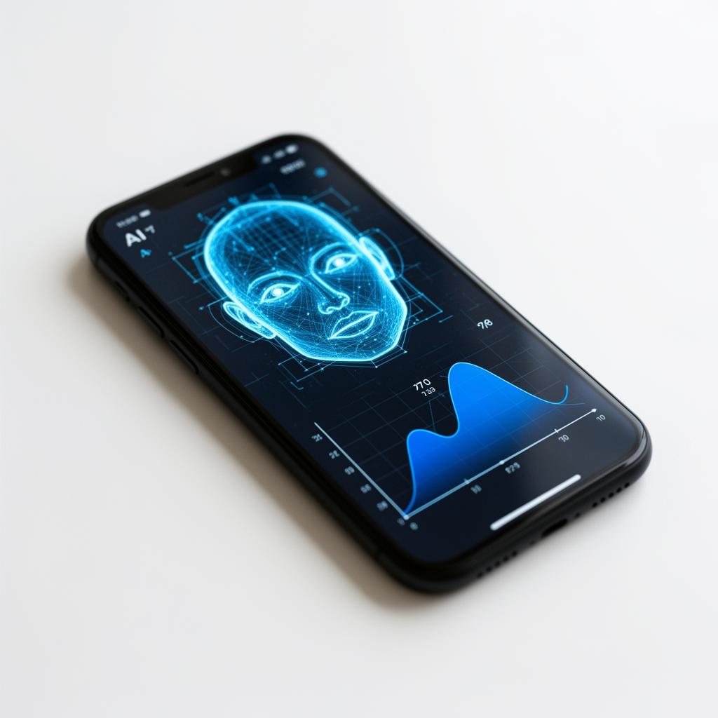 AI face analysis overlay on a phone